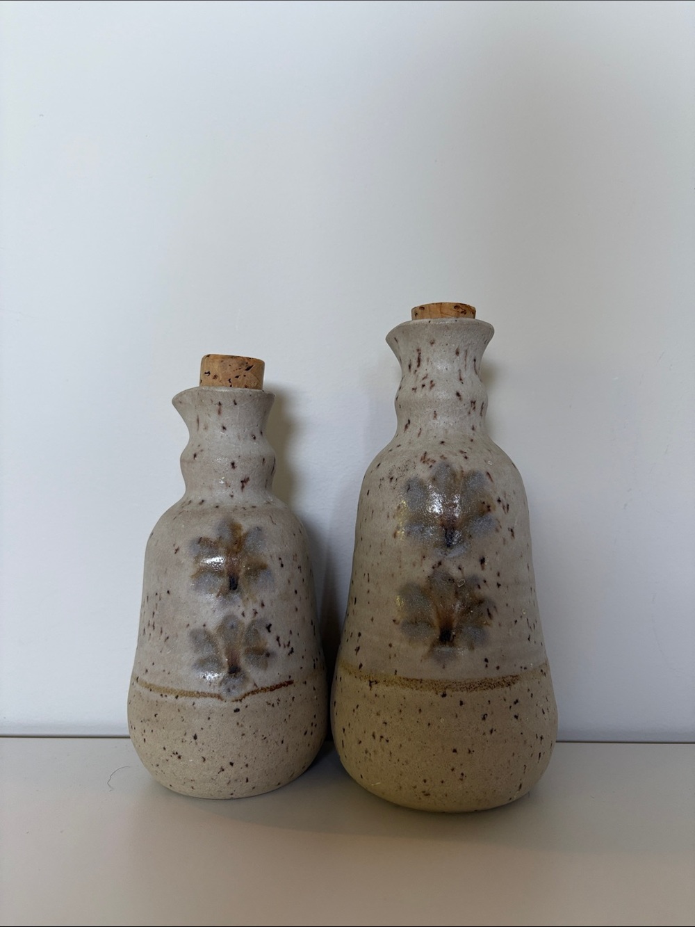 Vintage Oka Quebec Studio Pottery Oil & Vinegar Cruet Set Signed